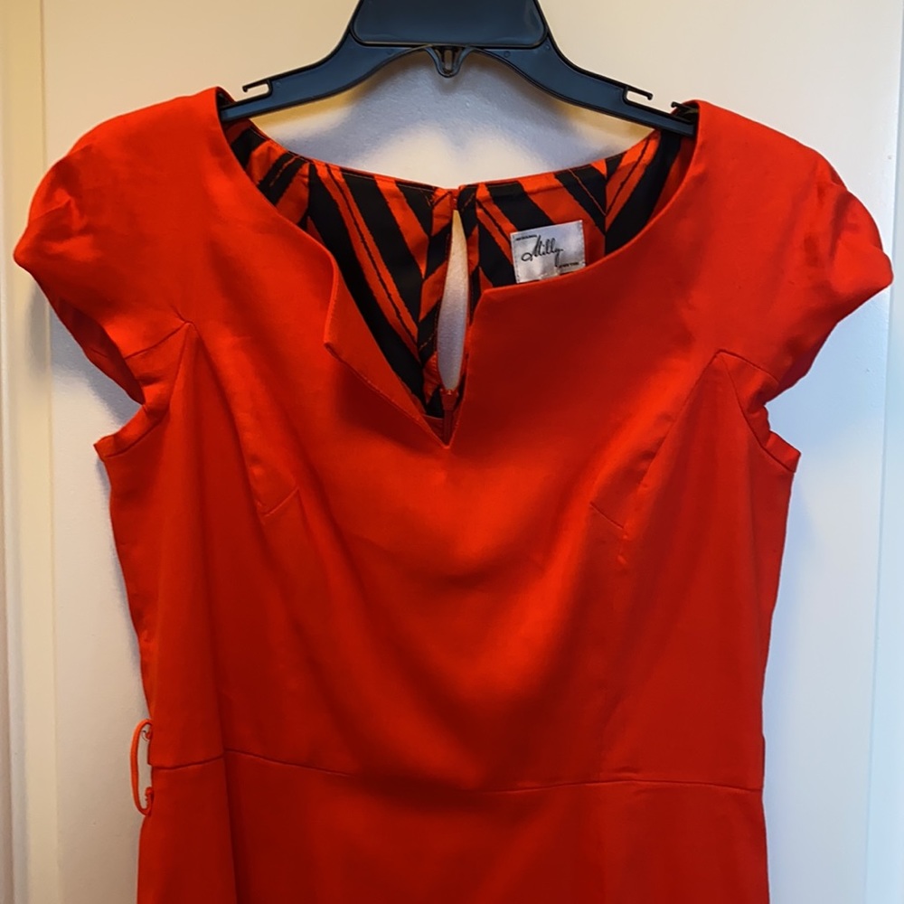 Milly of New York Linen/Viscose/Silk Dress in Orange